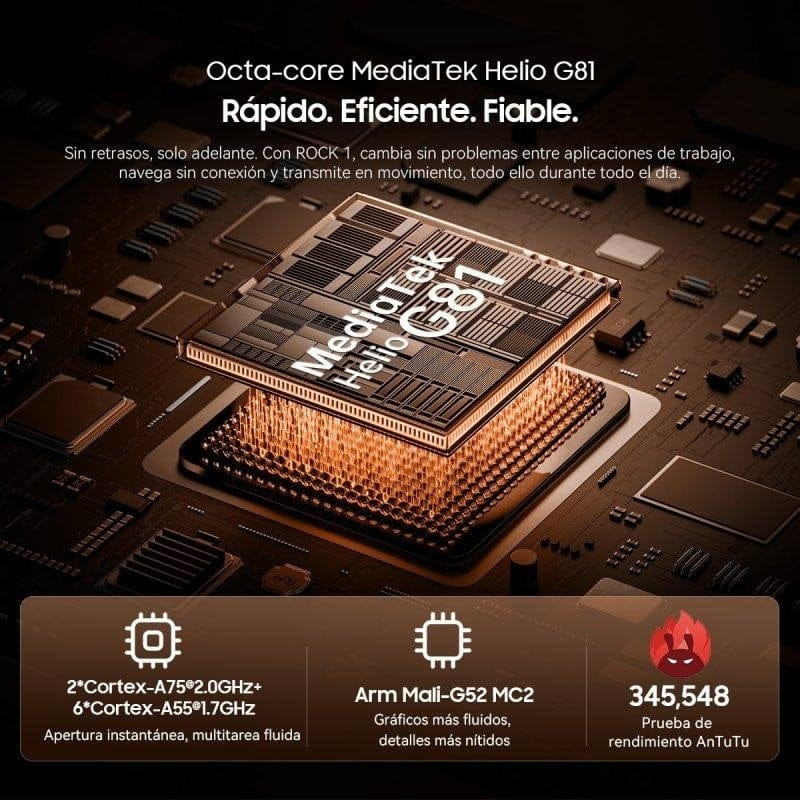 Blackview Rock 1 con chipset MediaTek Helio G81 octa core, gráfica Arm Mali G52 MC2, enfoque en rendimiento y eficiencia, 345548 puntos AnTuTu