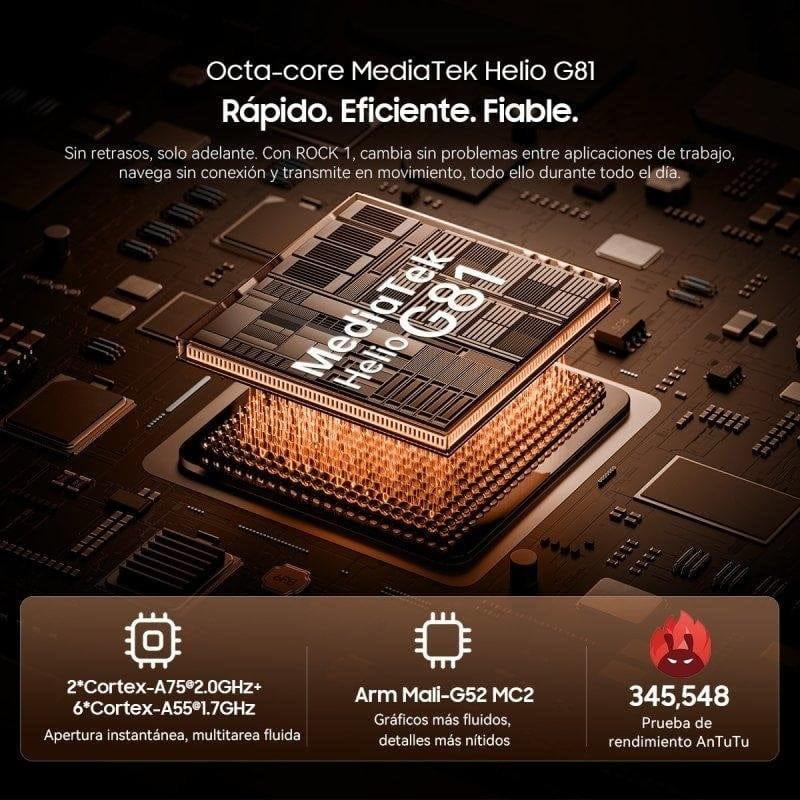 Blackview Rock 1 con chipset MediaTek Helio G81 octa core, gráfica Arm Mali G52 MC2, enfoque en rendimiento y eficiencia, 345548 puntos AnTuTu