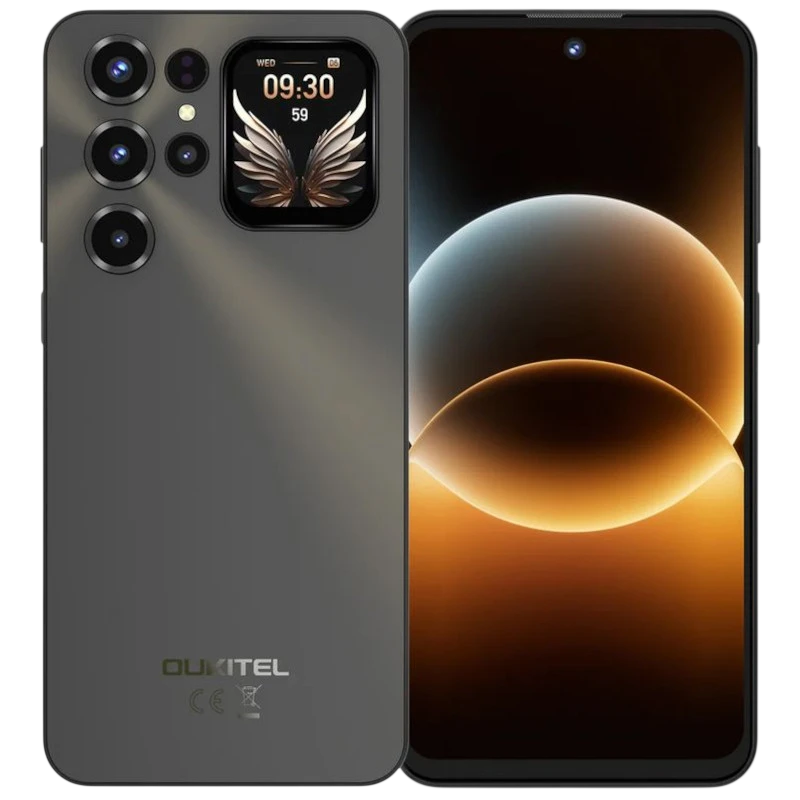 Imagen frontal y trasera del Oukitel C68 Plus, con la pantalla trasera y doble cámara de 64 MPx