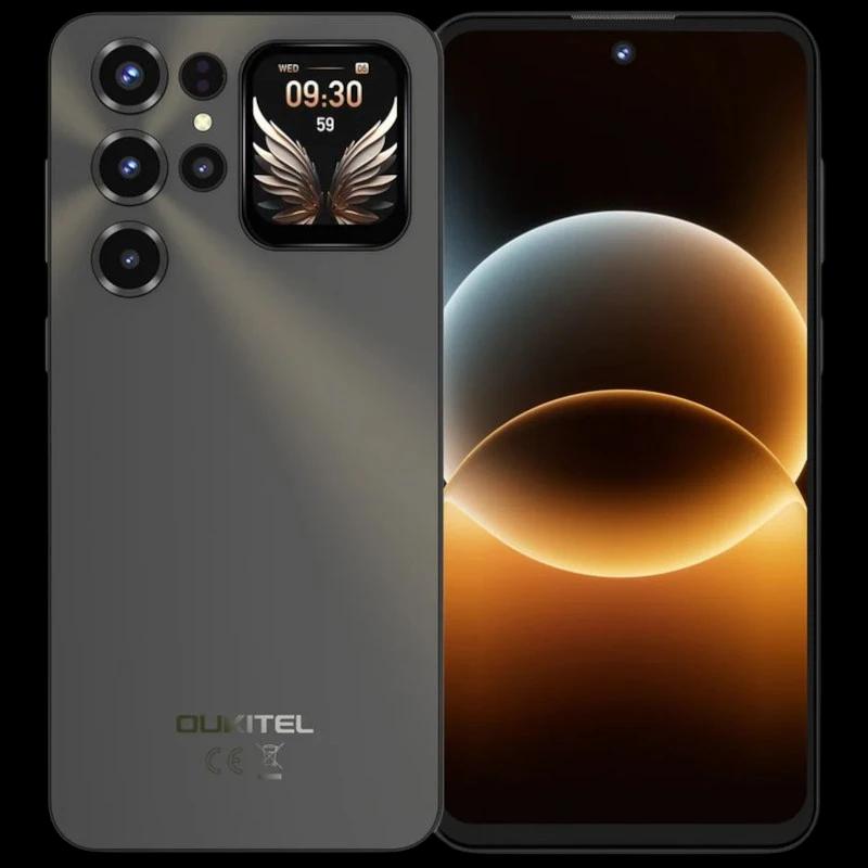 Imagen frontal y trasera del Oukitel C68 Plus, con la pantalla trasera y doble cámara de 64 MPx