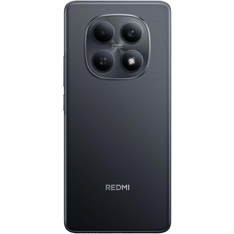 Xiaomi Redmi Note 15 4G preto com traseira fosca, módulo de três câmeras amplo e lente principal 108 MP; logotipo REDMI discreto na base