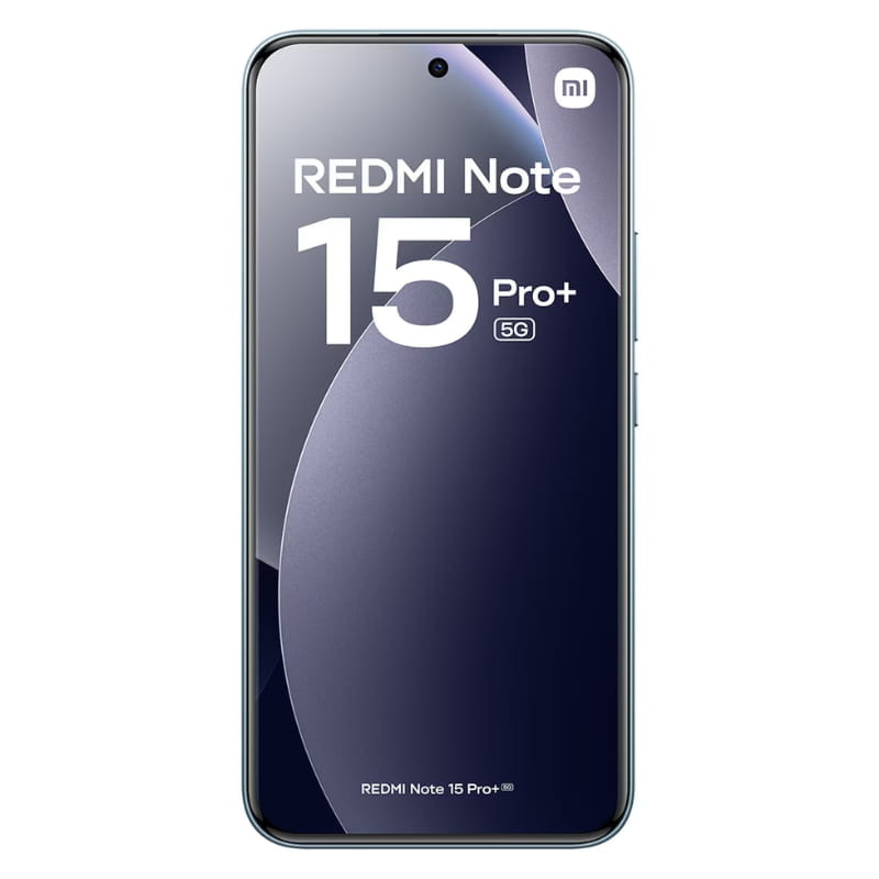 Xiaomi Redmi Note 15 Pro+ 8GB/256GB Azul con pantalla frontal casi sin bordes, cámara frontal centrada tipo perforación y marco metálico fino en color azul