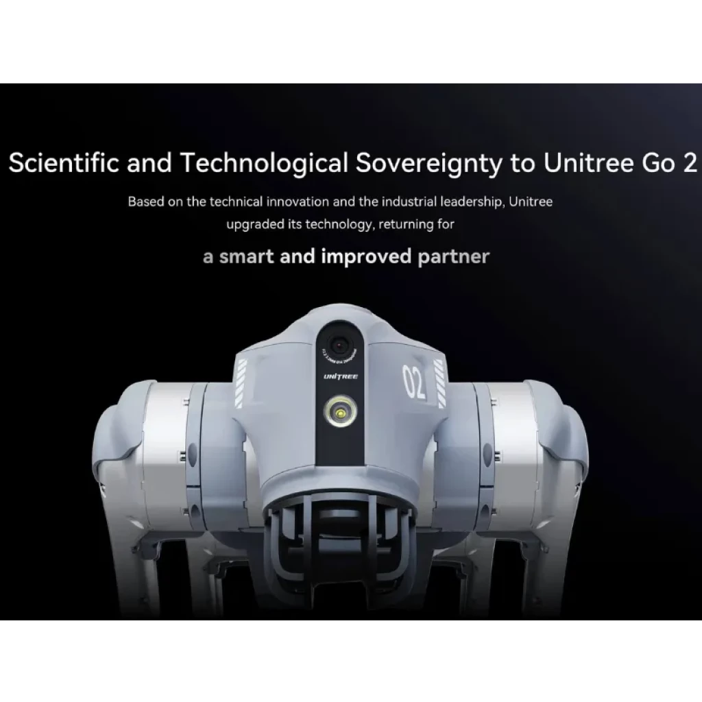 Unitree Go2 Air con IA y 4D LIDAR robot cuadrúpedo gris con cámara frontal, sensores múltiples y chasis robusto 02, diseño avanzado para movilidad precisa