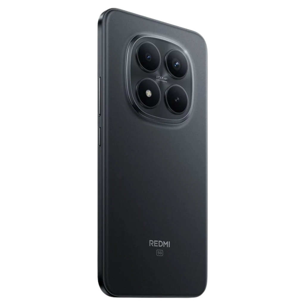 Xiaomi Redmi Note 15 Pro+ 12GB/512GB negro con acabado mate, módulo de cámara trasera cuadrado con cuatro lentes y flash, bordes curvos y logo Redmi 5G