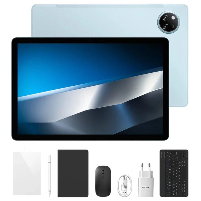 Doogee Tab A9 Pro+ 11 pulgadas azul con pantalla amplia, cámara trasera circular, biseles finos y kit VIP con teclado, lápiz, funda, mouse, cargador y