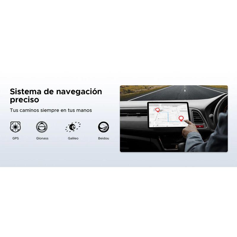 Tela de navegação do Doogee Tab A9 Pro+ 11 pol exibindo mapa com marcadores; destaca GPS, Glonass, Galileo e Beidou para posicionamento preciso