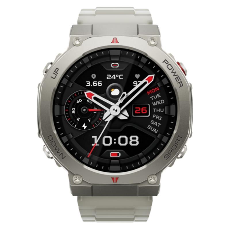 Black Shark GS3 Ultra Argent GPS robuste niveau militaire, boîtier argenté, lunette noire, grand écran rond avec multiples cadrans et boutons UP DOWN POWER