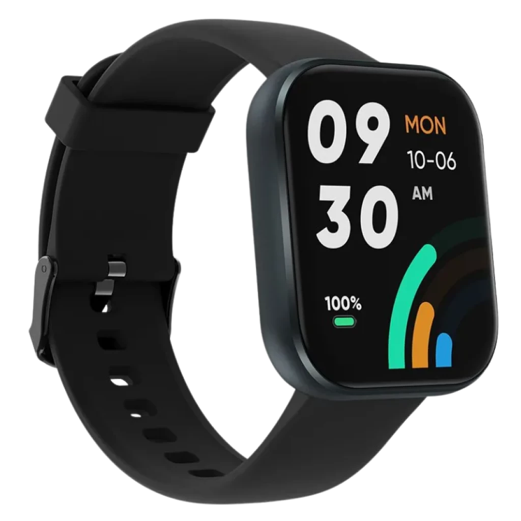 Black Shark GTS Negro con pantalla cuadrada a color, correa de silicona negra, indicadores de hora y fecha, batería al 100, estilo deportivo y moderno