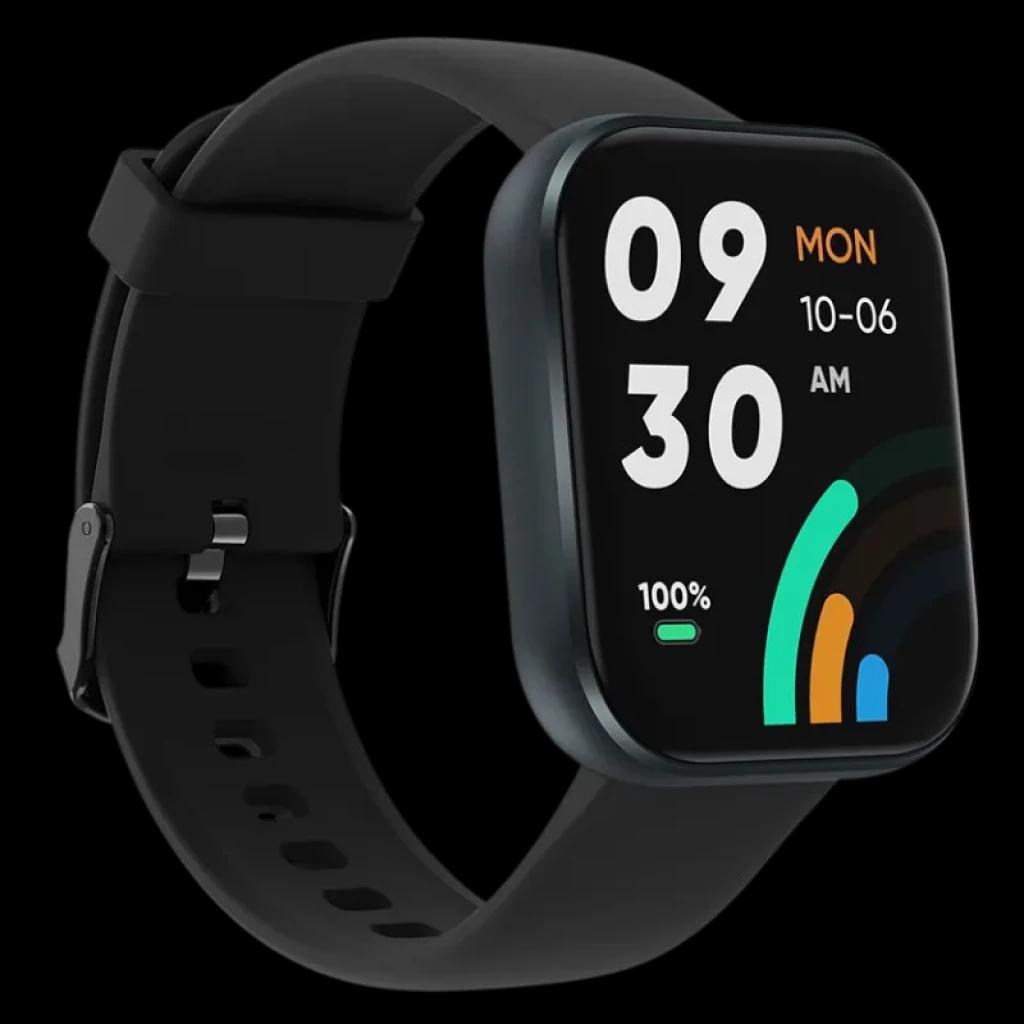 Black Shark GTS Negro con pantalla cuadrada a color, correa de silicona negra, indicadores de hora y fecha, batería al 100, estilo deportivo y moderno