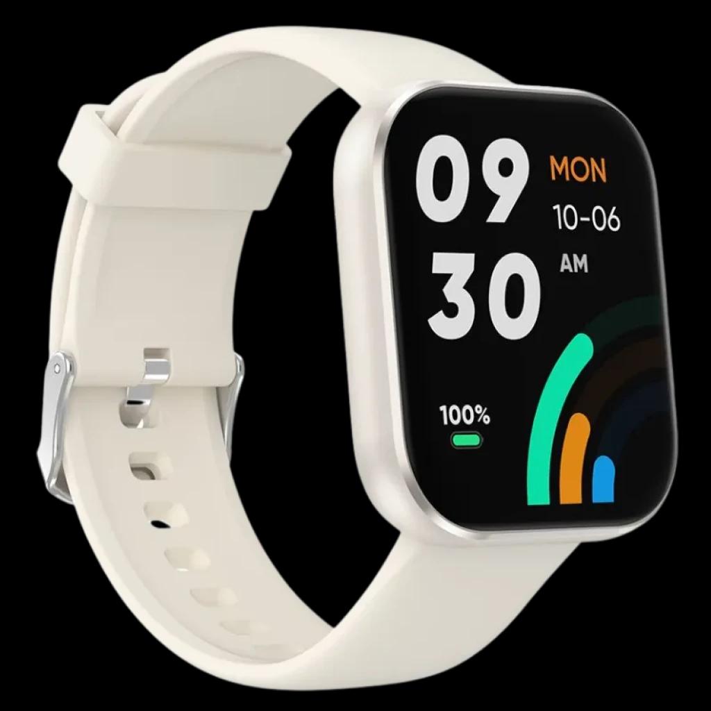 Vista a 45 grados del Black Shark GTS en color plata con correa blanca