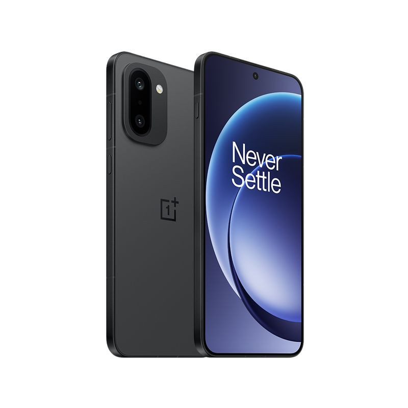 Oneplus 15R 5G 12GB/512GB Negro con pantalla perforada casi sin bordes, trasera mate, marco recto y doble cámara trasera con flash en módulo vertical