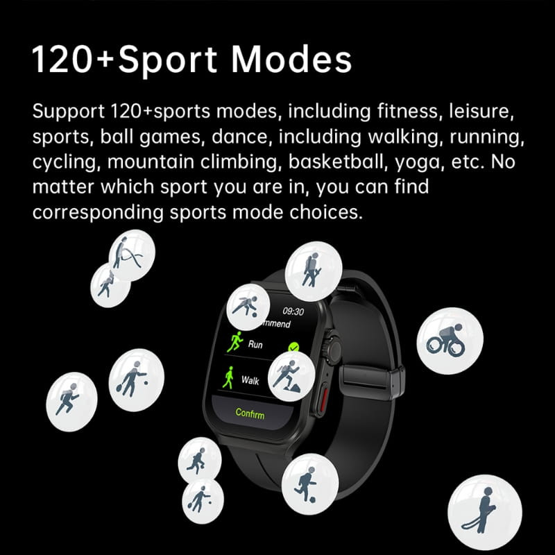 Modos deportivos que ofrece el smartwatch OV88 con imágenes ilustrativas de distintos deportes