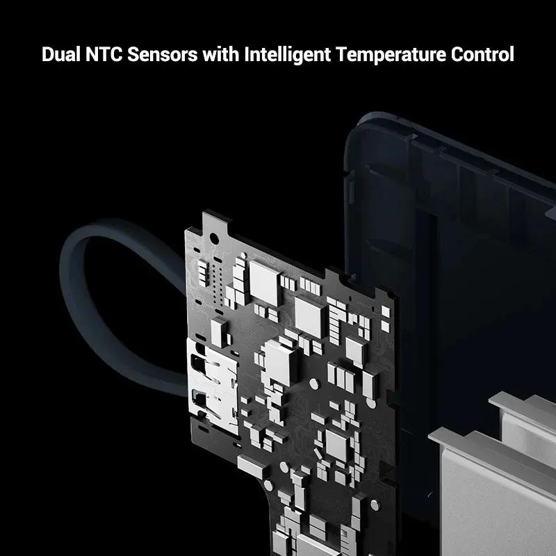 Placa interna del power bank Xiaomi 67W 20000 Azul Hielo con sensores NTC duales y control inteligente de temperatura, cable integrado visible