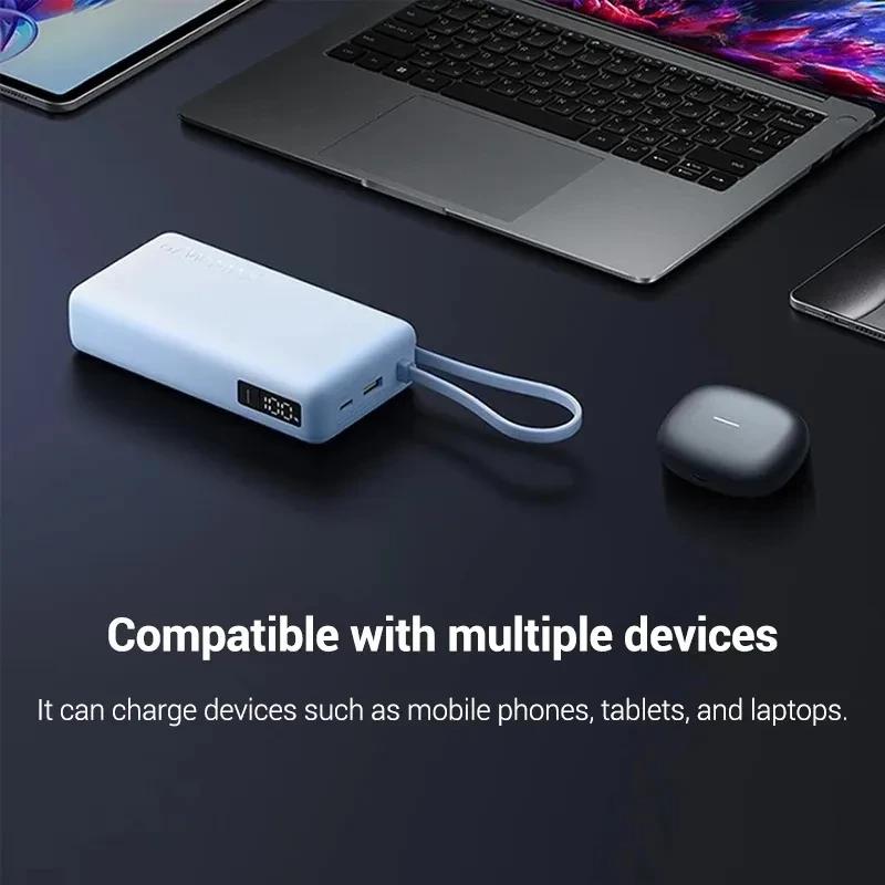 Placa interna do Xiaomi 67W Power Bank 20000 Bege com sensores NTC duplos, controle inteligente de temperatura e cabo integrado destacado