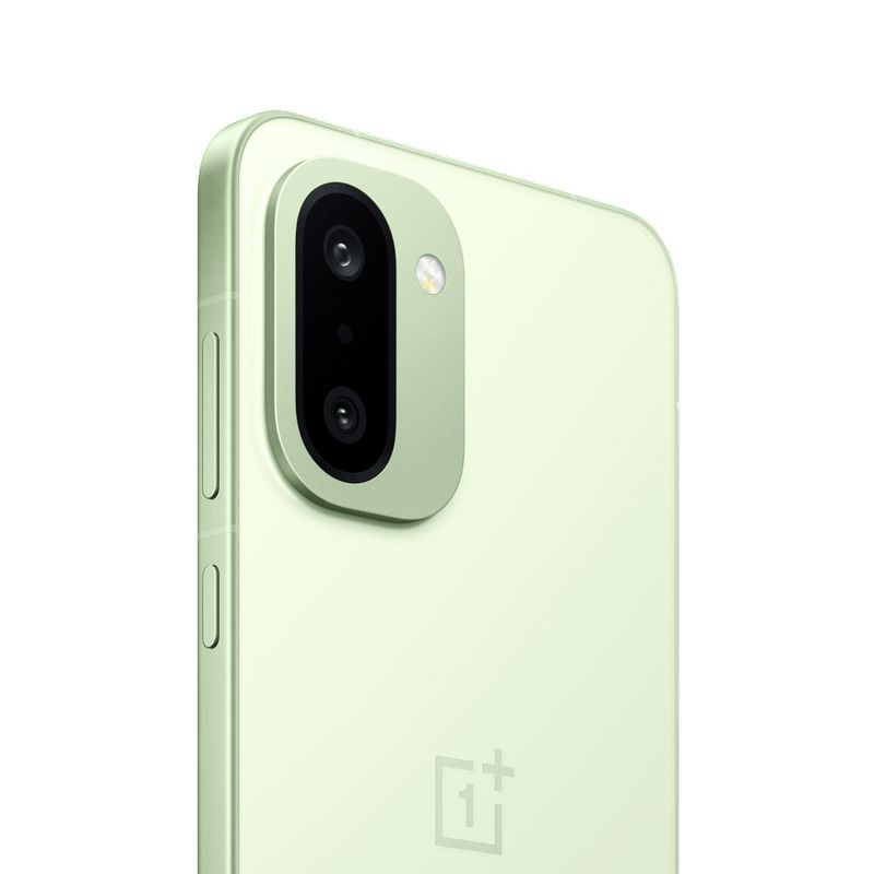 Oneplus 15R 5G 12GB/256GB Verde con módulo de cámara dual trasera en isla ovalada, flash LED, acabado mate suave y bordes planos con botones laterales