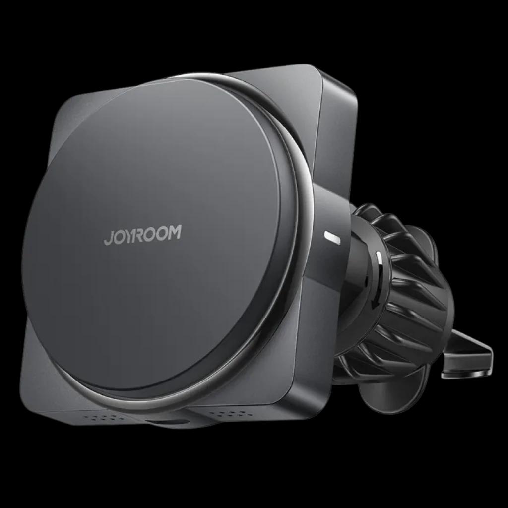 Joyroom JR-ZS506 15W, cargador magnético para coche con soporte de rejilla, diseño compacto en negro, cabeza circular giratoria y sujeción segura