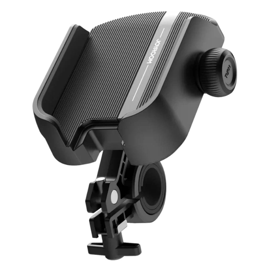 Joyroom JR-ZS431: soporte de bicicleta para smartphone, doble bloqueo de seguridad, rotación 360°, abrazadera robusta y ajuste antideslizante en negro