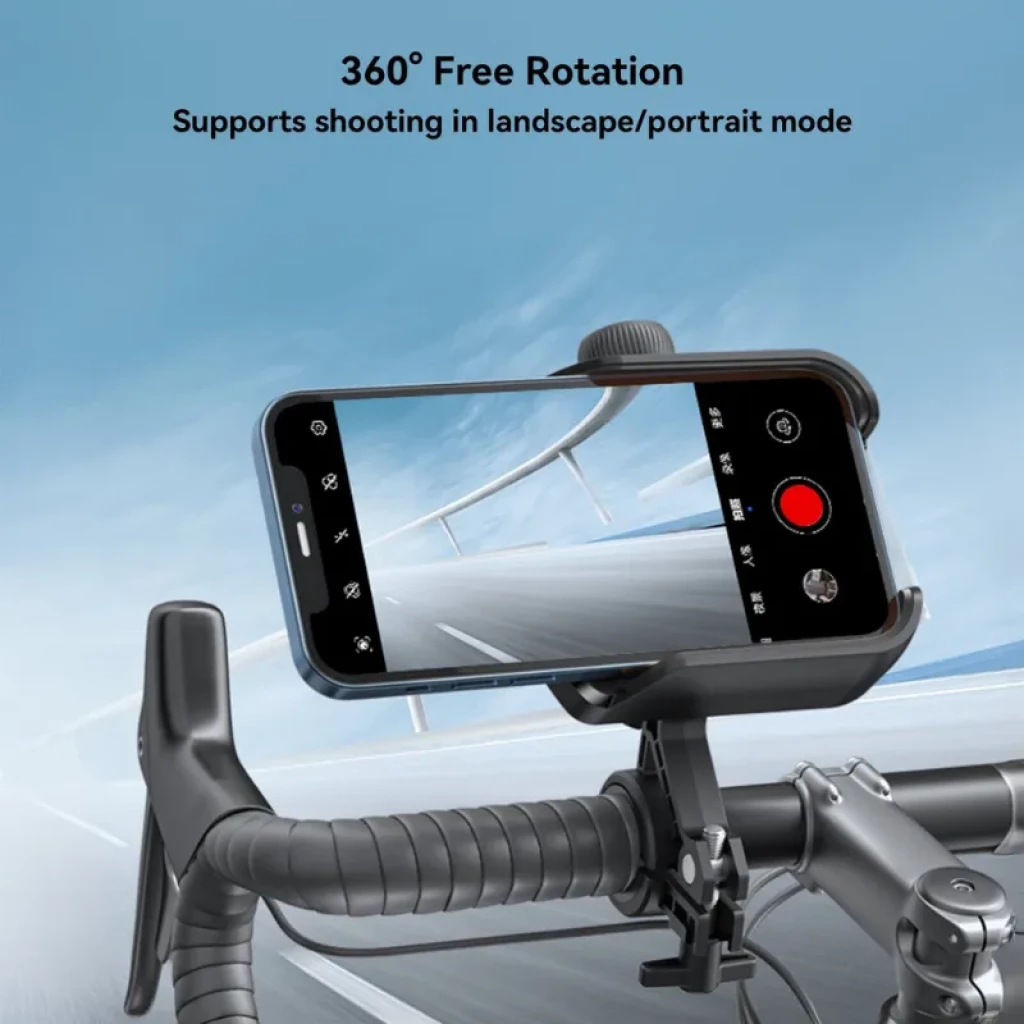 Joyroom JR-ZS431 soporte para bicicleta con doble bloqueo, rotación 360°, montaje en manillar, pinza robusta y funda antideslizante para smartphone