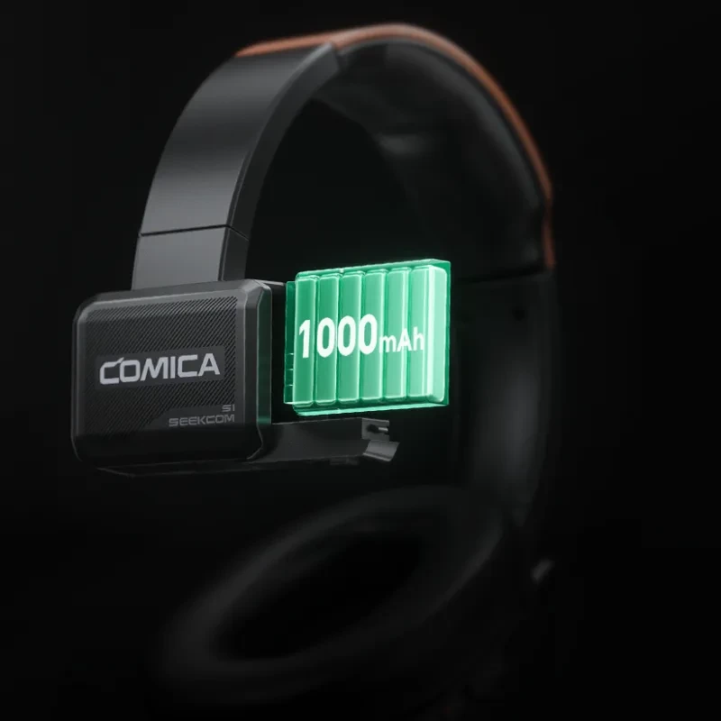 Auricular COMICA Seekcom S1 con módulo intercom inalámbrico, batería 1000 mAh destacada, acabado negro mate y diadema acolchada; pack de 2 unidades