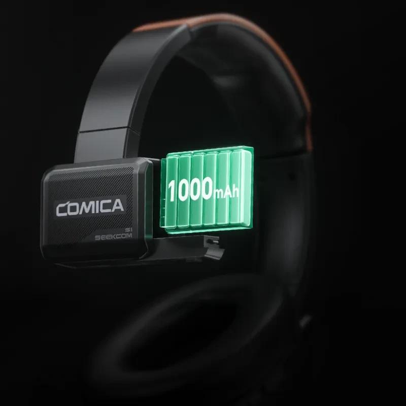 Auricular COMICA Seekcom S1 con módulo intercom inalámbrico, batería 1000 mAh destacada, acabado negro mate y diadema acolchada; pack de 2 unidades