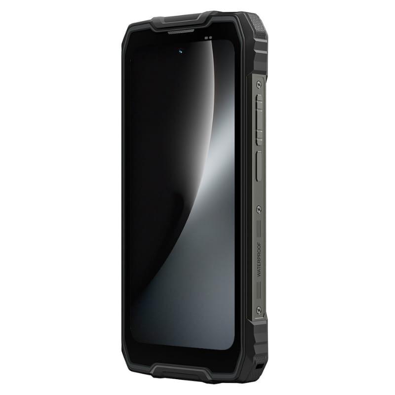 Smartphone Blackview Rock 2 5G negro, diseño robusto con bordes reforzados, pantalla 6,67 pulgadas, botones laterales y puerto visible, estilo resistente