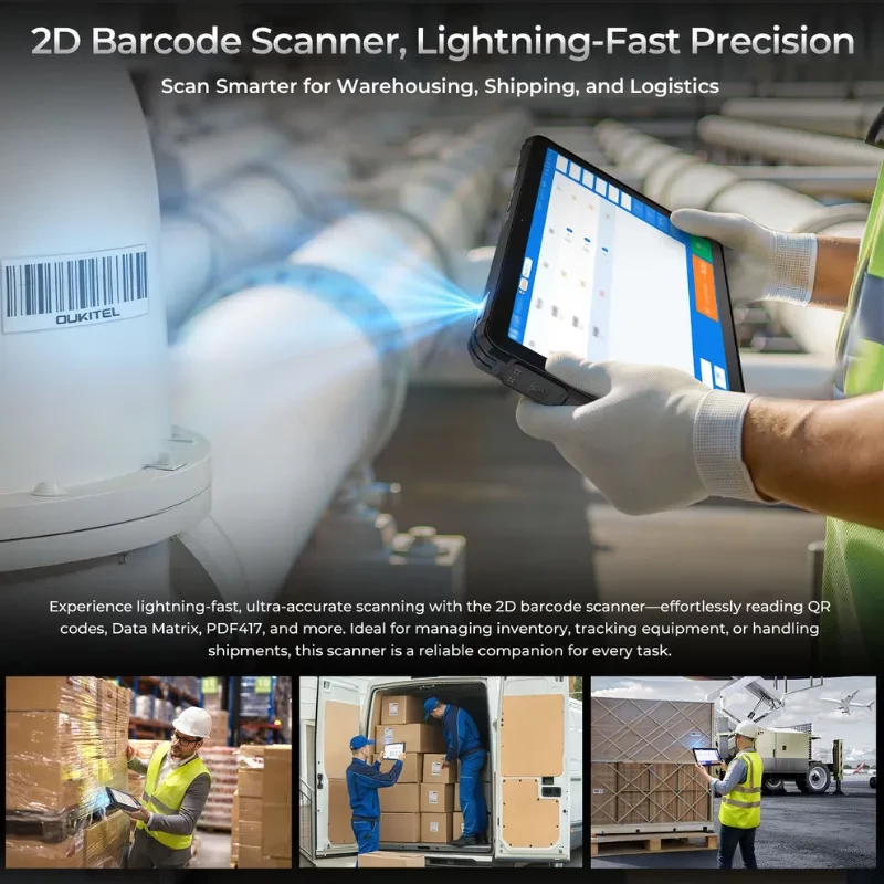 Tableta robusta Oukitel RT10 Industry con escáner 2D de códigos, pantalla táctil, cuerpo resistente, 5G, 12 GB RAM y 512 GB para logística y almacén