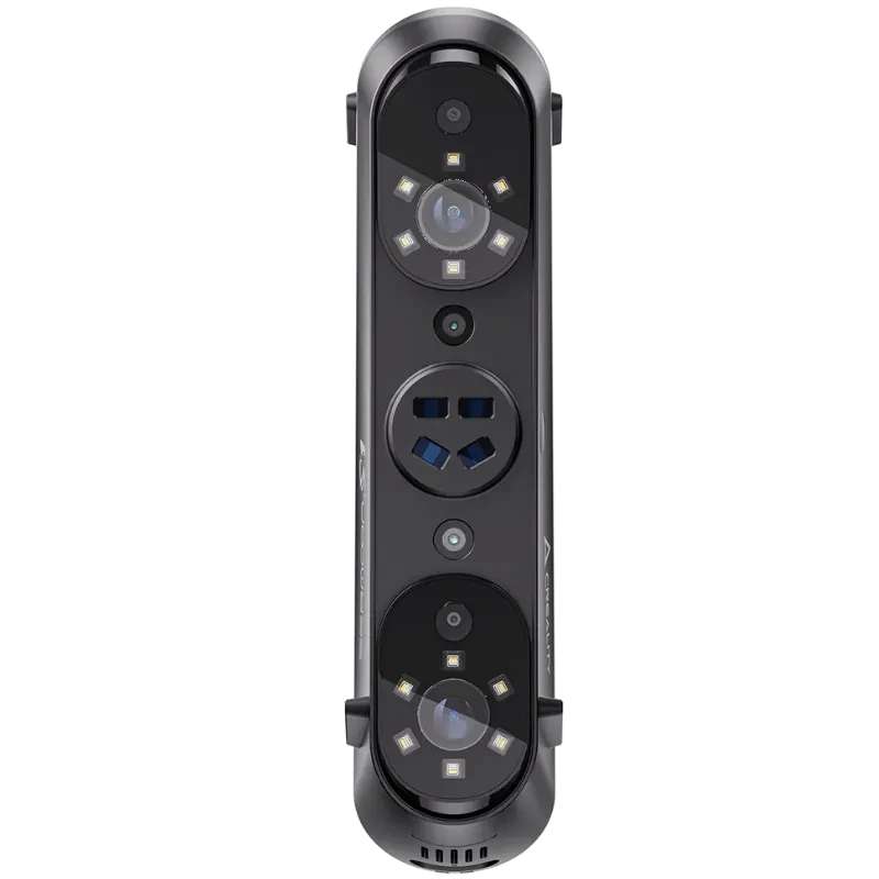 Módulo frontal del Escáner 3D Creality Sermoon S1 con tres lentes, sensores centrales y anillo de luces LED para captura precisa de detalles