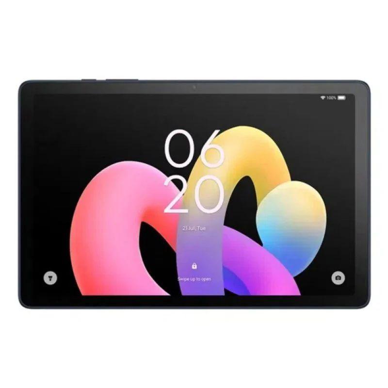 TCL TAB 10L Gen 4 con pantalla IPS de 10.1 pulgadas, marcos delgados y cámara frontal centrada; interfaz Android 15 visible en pantalla; diseño en color