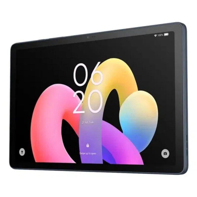 TCL TAB 10L Gen 4 con pantalla IPS de 10.1 pulgadas, biseles delgados, cuerpo azul oscuro, cámara frontal centrada y diseño ligero y moderno