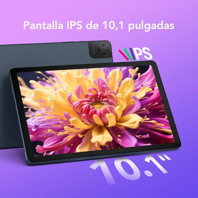 TCL TAB 10L Gen 4 con pantalla IPS de 10.1 pulgadas, biseles delgados, cámara trasera con módulo rectangular y colores vivos en el panel, 128GB y 4GB RAM