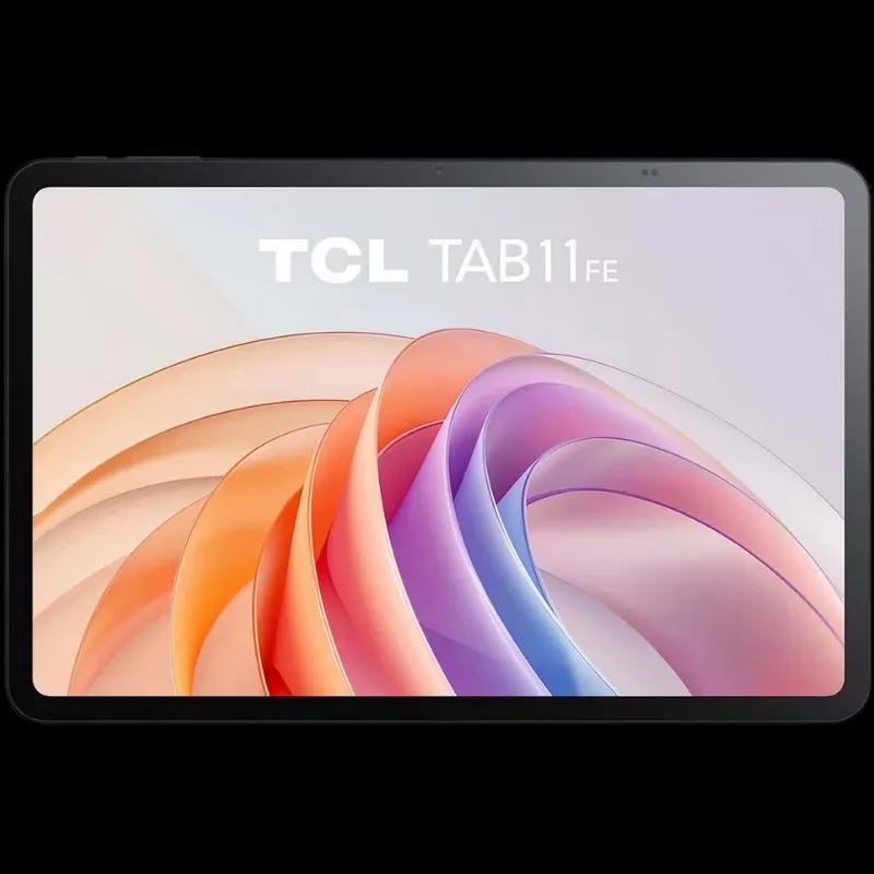 Tablette grise TCL TAB 11 FE avec grand écran 11 pouces 2K aux bords fins, caméra frontale centrée et design épuré, idéale 4G LTE et Wi‑Fi