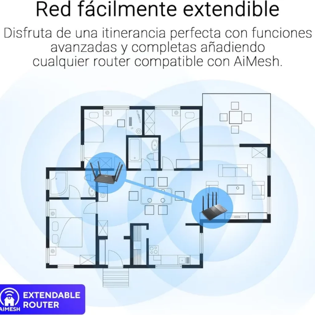 ASUS RT-AX52 Pro AX3000 WiFi 6, routeur double bande avec AiMesh ; design noir avec quatre antennes externes et voyants LED à l'avant, idéal pour étendre votre réseau
