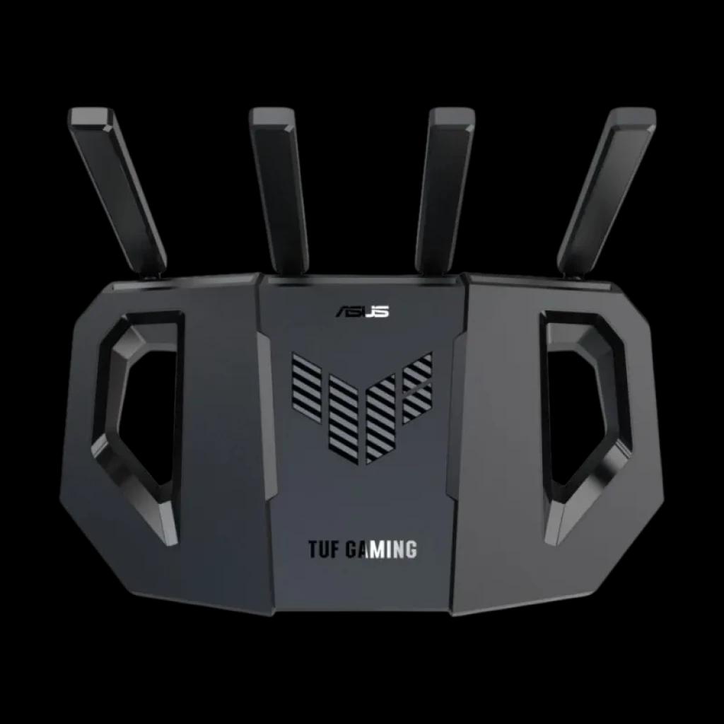 Détail des grilles d'aération et du châssis du routeur TUF BE3600