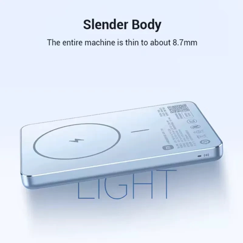 Xiaomi Ultra Slim Magnetic Power Bank 5000mAh 22,5W Negro, cuerpo delgado 8,7 mm, acabado metálico, superficie magnética con icono de rayo y bordes