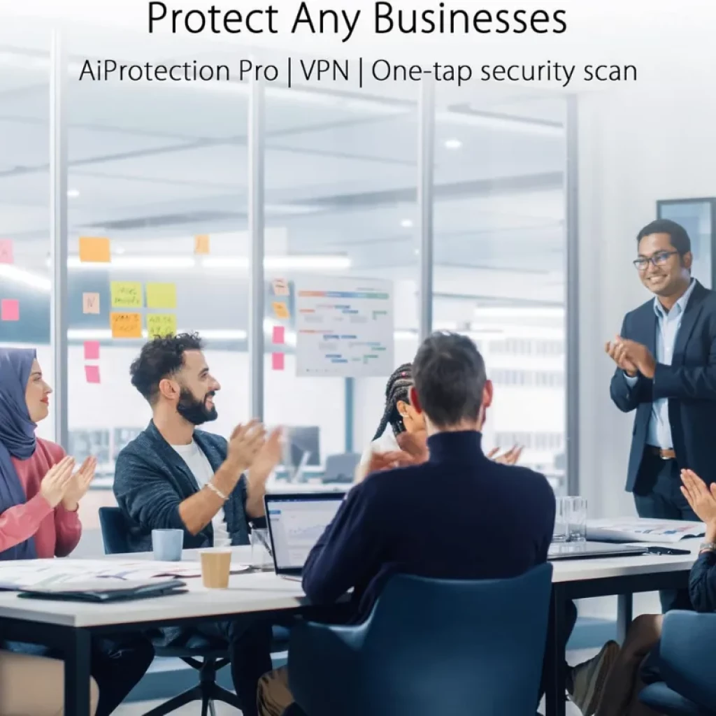 ASUS ExpertWiFi EBR63 WiFi 6, routeur professionnel double bande avec ports Ethernet, design compact noir et fonctions de sécurité AiProtection Pro