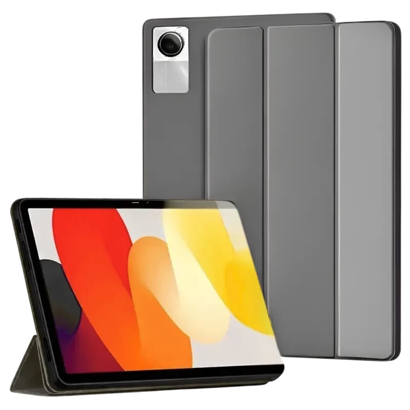 Capa Ultra Slim Xiaomi Redmi Pad SE compatível Azul Escuro com tampa tríptica dobrável, suporte tipo stand e recortes precisos para câmera e botões