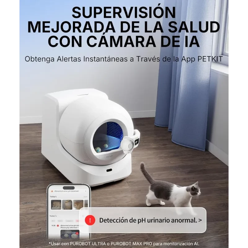 Caméra IA intégrée dans les bacs à litière autonettoyants compatibles avec PETKIT Litière pour chats Moniteur d'urine