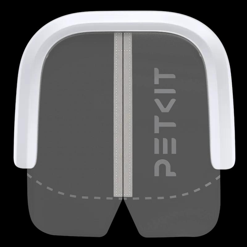 Vista frontal da PETKIT Cortina magnética antipó 2.0, com logótipo da marca e cor branca