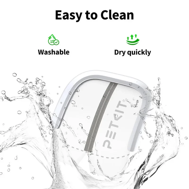 Imagem ilustrativa da PETKIT Cortina magnética antipó 2.0, que destaca a facilidade de limpeza e secagem rápida