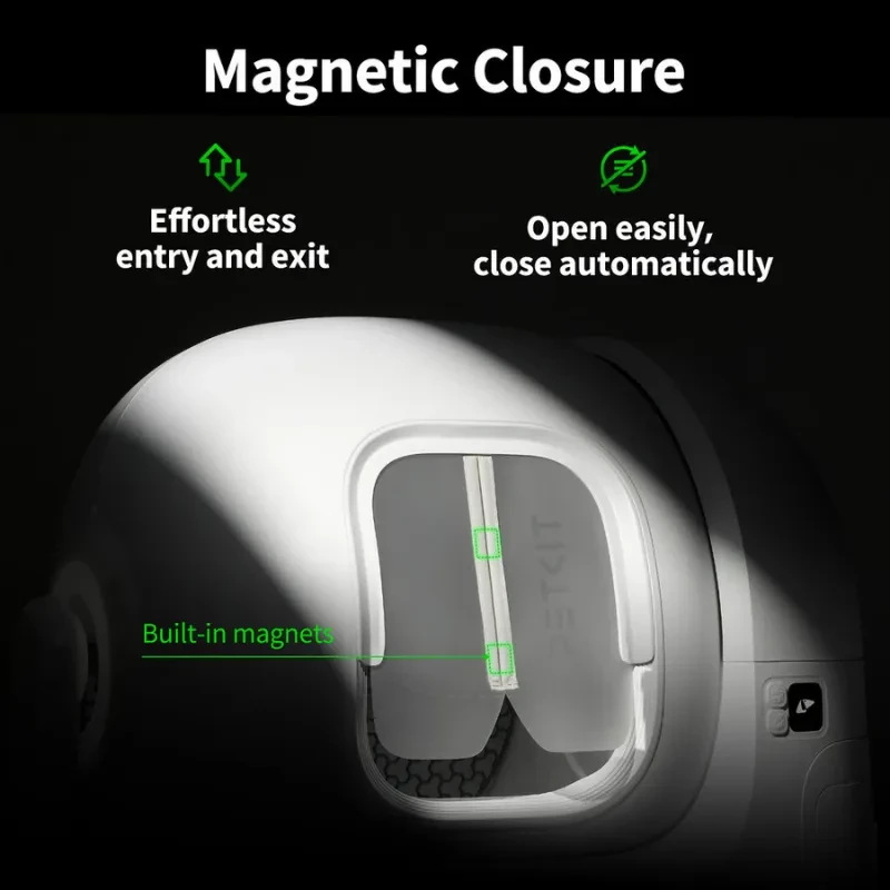 Imagem ilustrativa da PETKIT Cortina magnética antipó 2.0 e sua função de fecho magnético