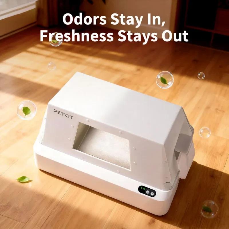 Image illustrant la réduction des odeurs garantie par la hotte à entrée frontale PETKIT