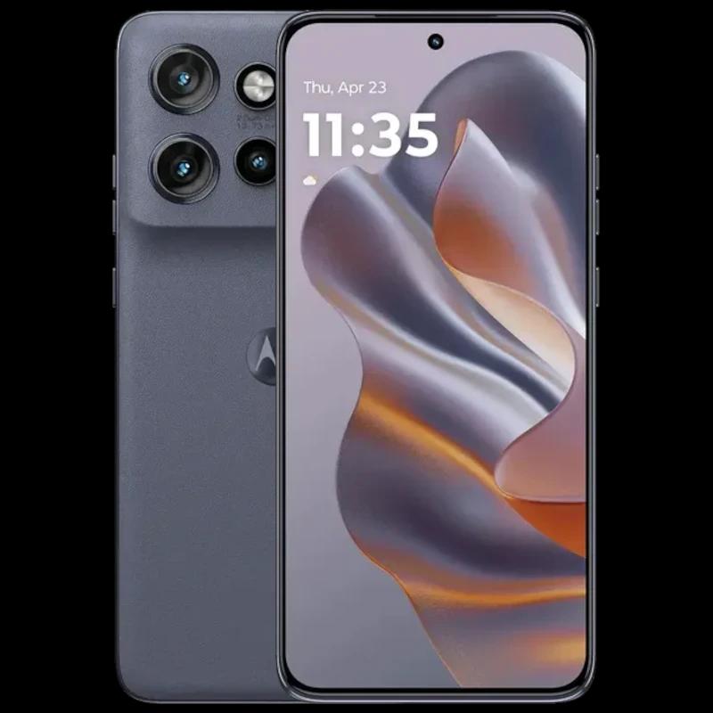 Motorola Edge 60 Neo 5G gris con triple cámara trasera destacada, pantalla frontal amplia con orificio central, diseño elegante y acabado mate