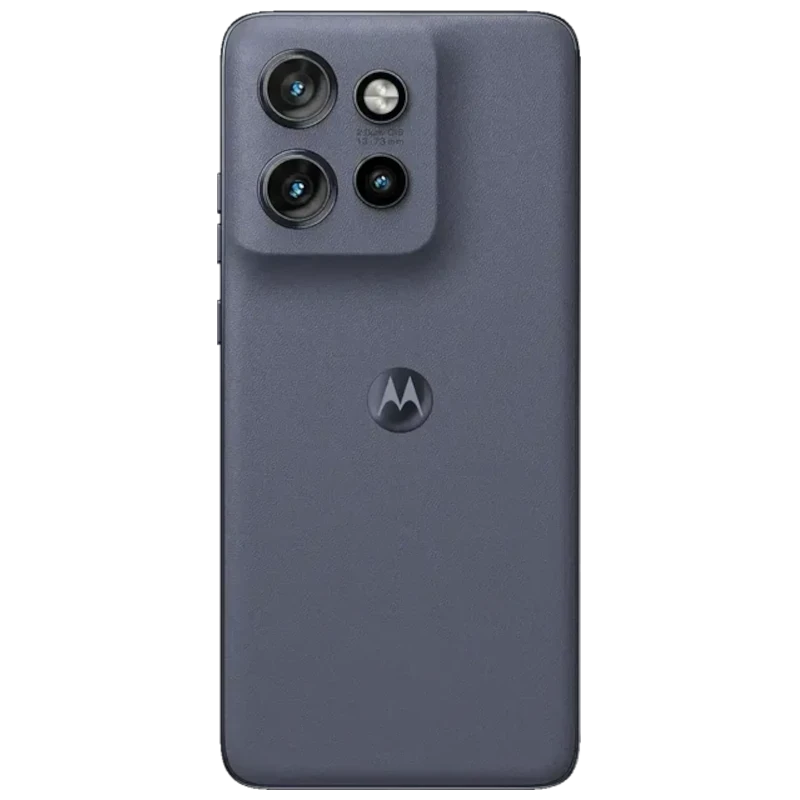 Motorola Edge 60 Neo 5G Azul Grisaille con triple cámara trasera en módulo elevado y acabado mate elegante; logo centrado y bordes suaves