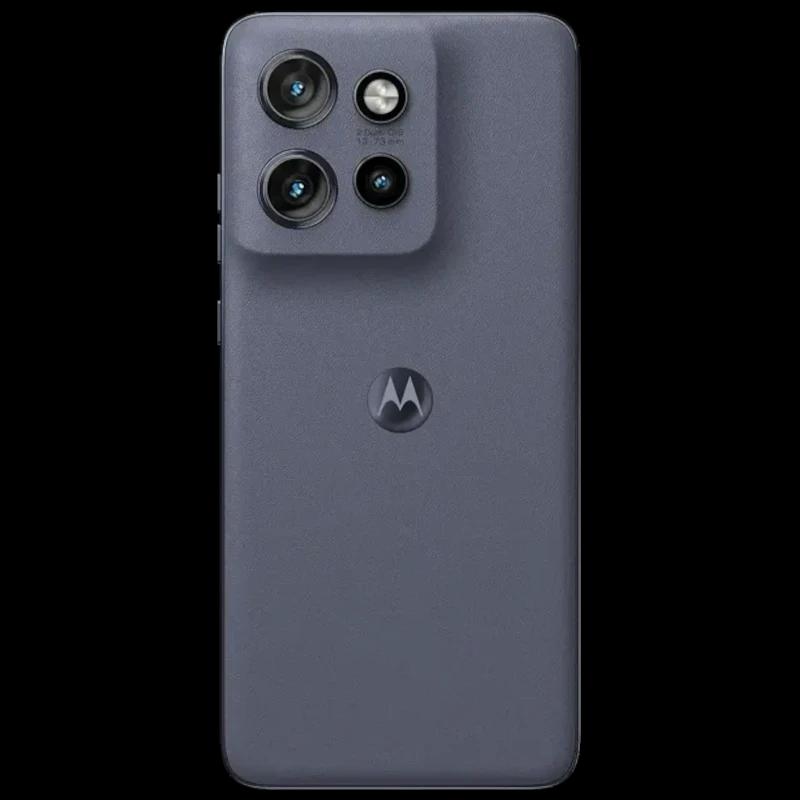 Motorola Edge 60 Neo 5G Azul Grisaille con triple cámara trasera en módulo elevado y acabado mate elegante; logo centrado y bordes suaves