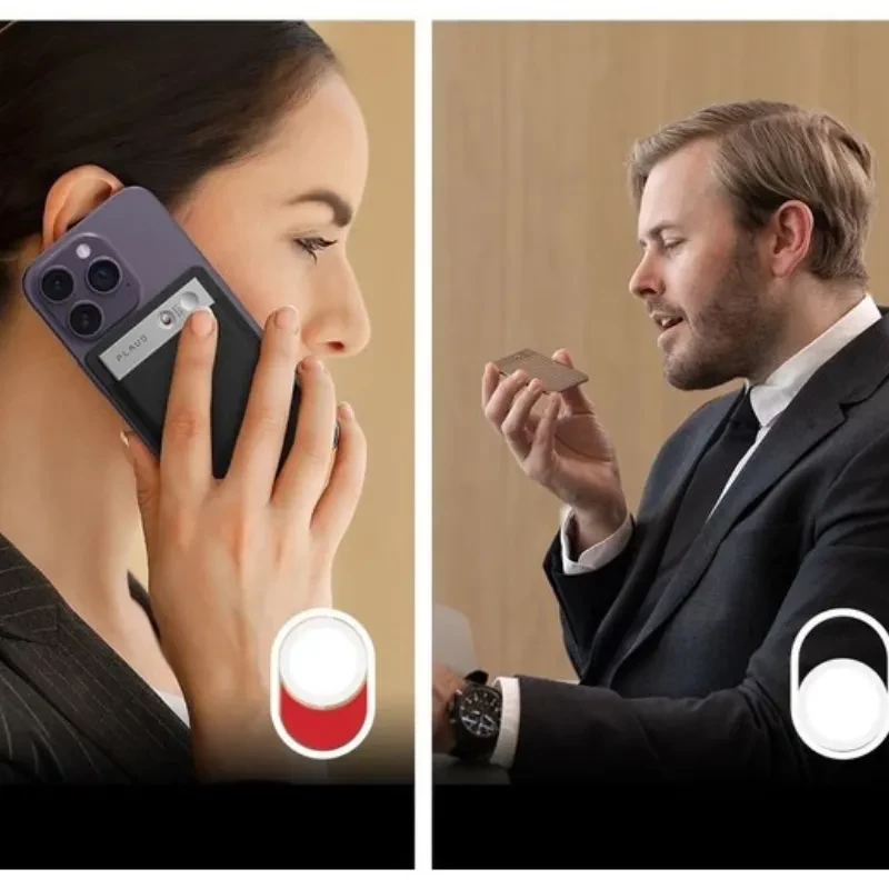 Plaud Note Pro 64GB Plata, módulo magnético delgado en gris metálico adherido al iPhone, con botón físico y micrófono para grabación de voz con IA