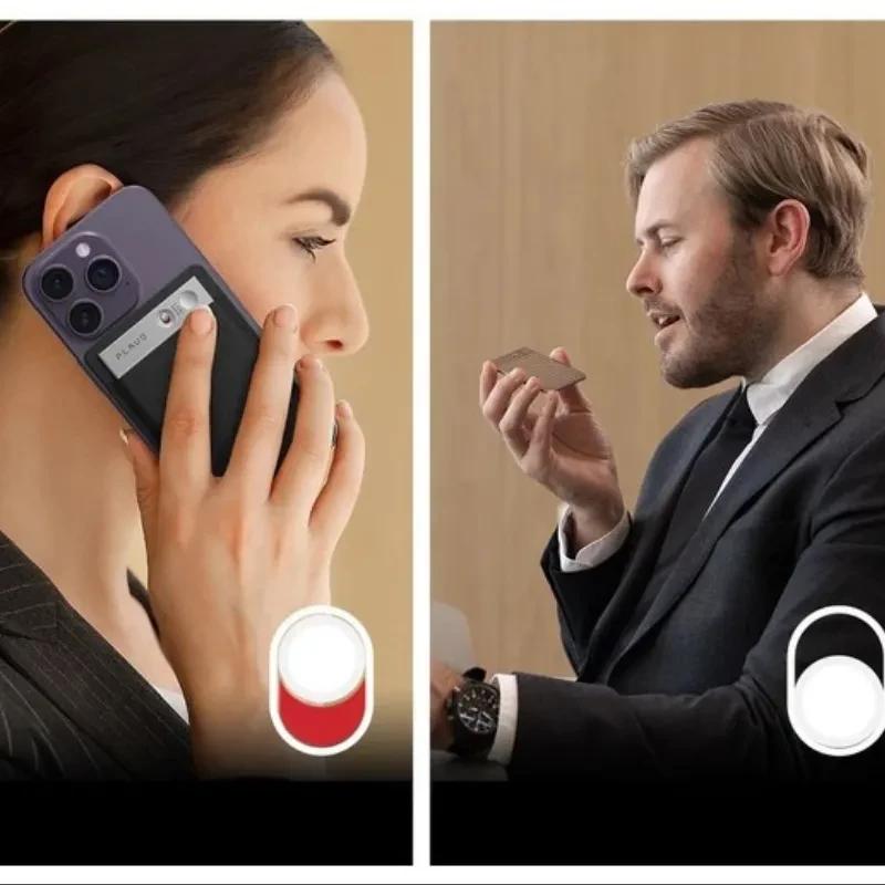 Plaud Note Pro 64GB Plata, módulo magnético delgado en gris metálico adherido al iPhone, con botón físico y micrófono para grabación de voz con IA