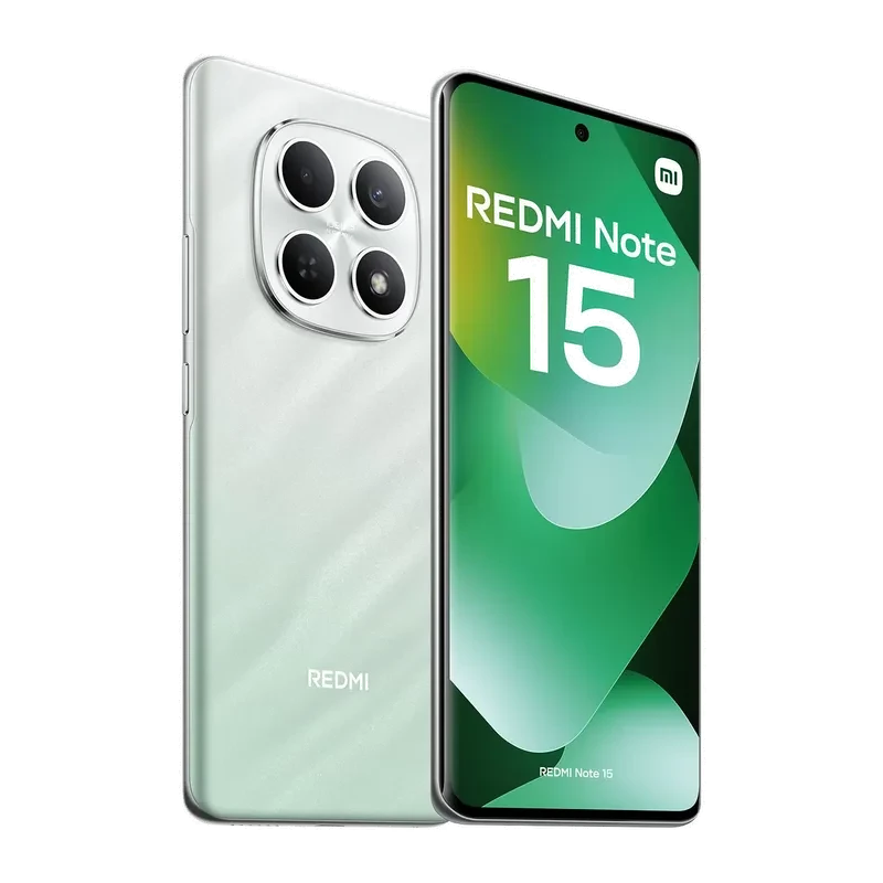Xiaomi Redmi Note 15 4G verde con pantalla OLED FullHD+ perforada central, marcos delgados y módulo trasero triple en anillo sobre tapa texturizada