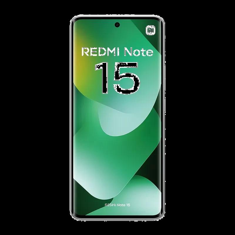 Xiaomi Redmi Note 15 4G verde com ecrã FullHD+ de bordas finas e furo central para câmara frontal, design moderno e vidro curvo nas laterais