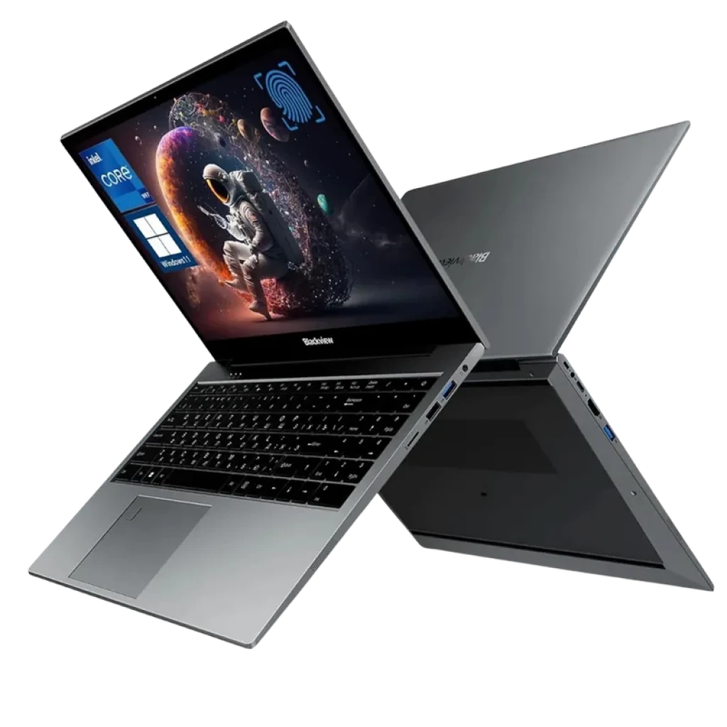 BLACKVIEW AceBook 8 portátil gris, chasis delgado, pantalla 15,6 FHD con biseles finos, teclado negro con touchpad amplio y lector de huellas en la parte