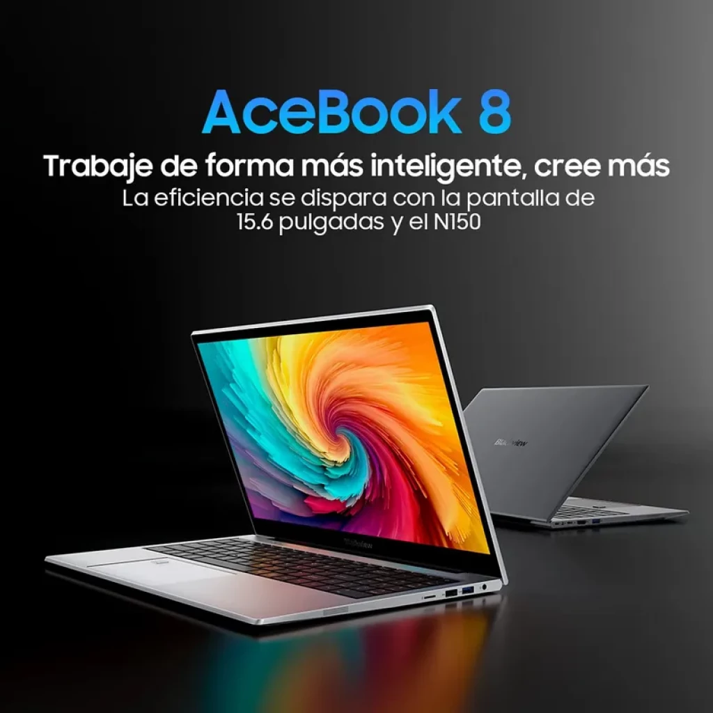 BLACKVIEW AceBook 8 portátil plateado con pantalla 15,6 pulgadas Full HD, biseles finos y teclado chiclet; diseño delgado y acabado metálico elegante